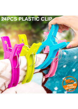 24Pcs Plastic Clothes Dry Laundry Large Grip Washing Line Pegs Clip, G058